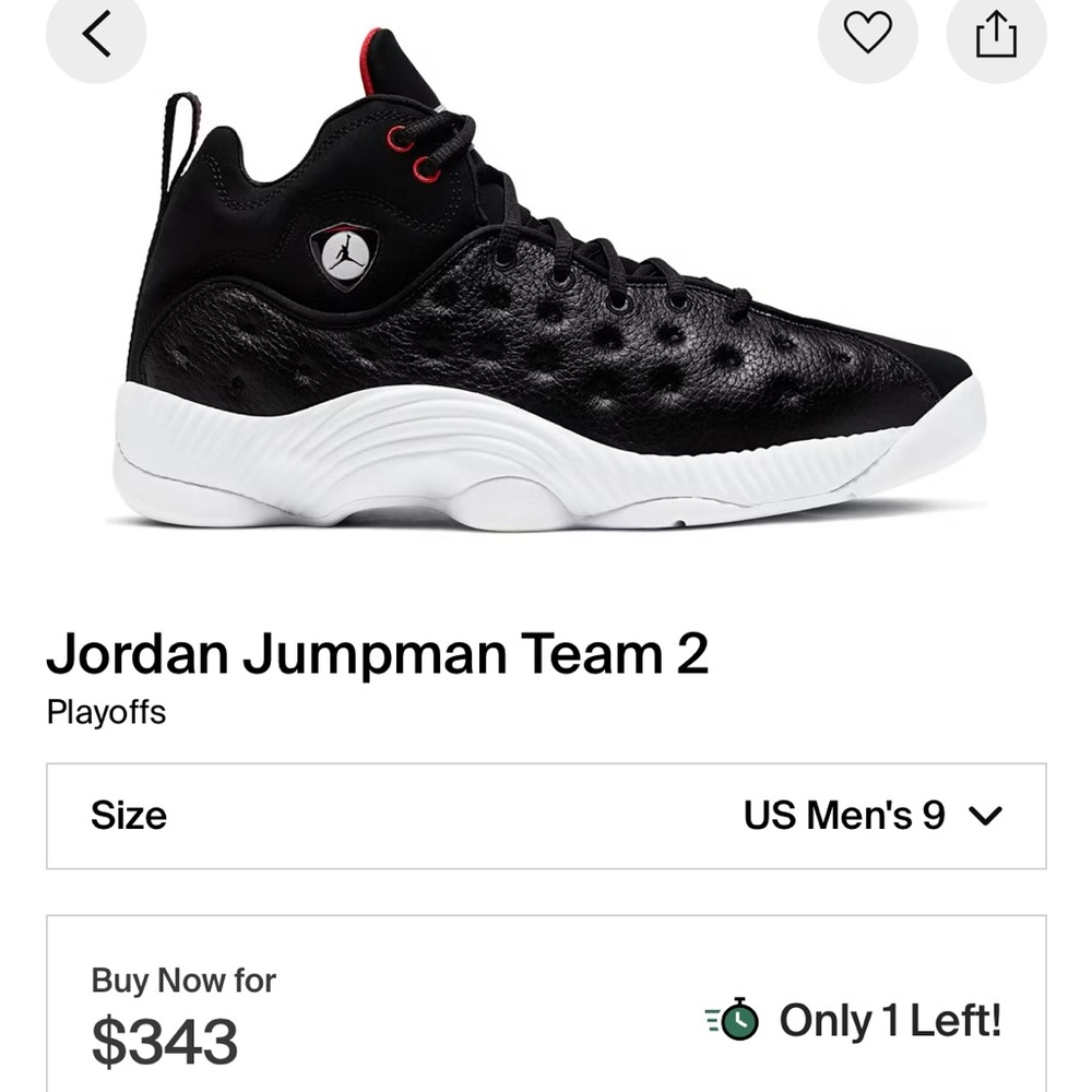 Jordan jumpman team 2 mens size 9
